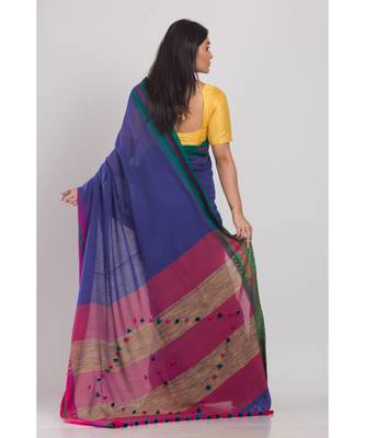 Indigo Handloom Cotton Saree 3