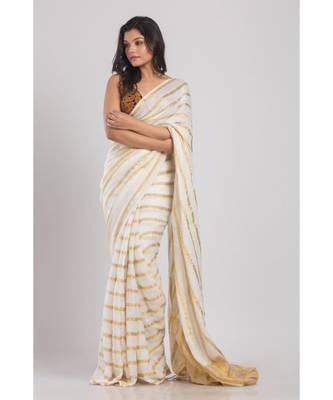 White Linen Handloom Saree 1