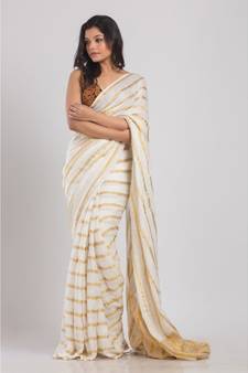 White Linen Handloom Saree