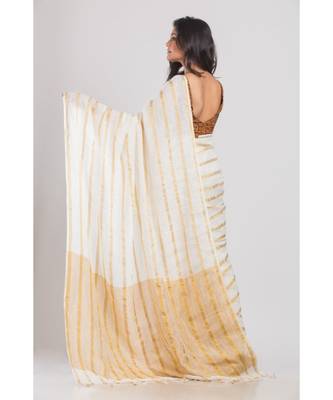 White Linen Handloom Saree 3