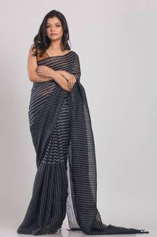 Navyblue Linen Handloom Saree