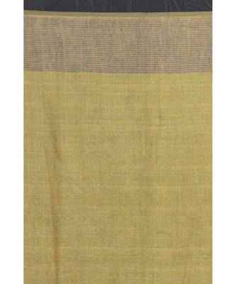 Metallic Yellow Handloom Linen-Saree 3
