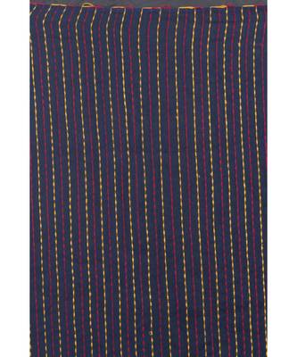 All Over Kantha Work Blue Linen-Saree 3