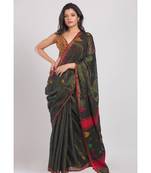 Black Soft Cotton Handwoven Cotton Saree