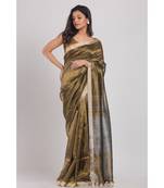 Gold Pure Linen Tissue Handloom Saree