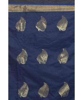 All Over Jecquard Jori Work Navy Blue Handloom Saree 3