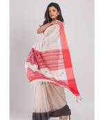 Allover Kantha Work Off White Handloom Saree
