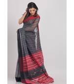 Allover Kantha Work Black Handloom Saree
