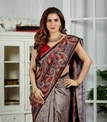 Shraddha arya Grey woven tussar_silk saree with blouse