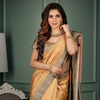 Shraddha arya yellow woven silk blend saree with blouse 1