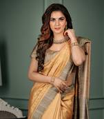 Shraddha arya yellow woven silk blend saree with blouse