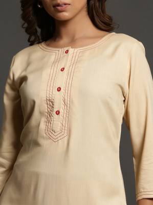 Beige plain rayon ethnic-kurtis 5
