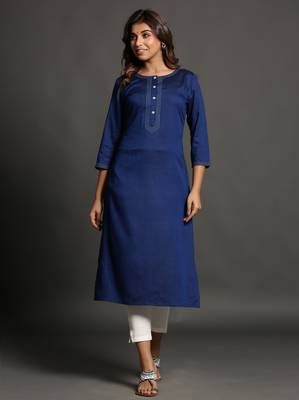 Blue plain rayon ethnic-kurtis 2