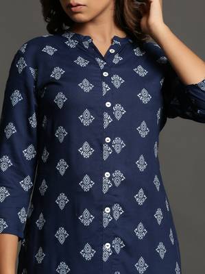 Navy-blue printed rayon ethnic-kurtis 5
