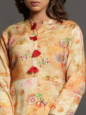 Orange printed rayon ethnic-kurtis 5