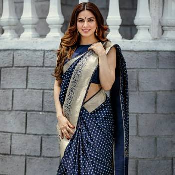 Shraddha Arya Designer Navy Blue Party Wear Silk Blend Saree 1