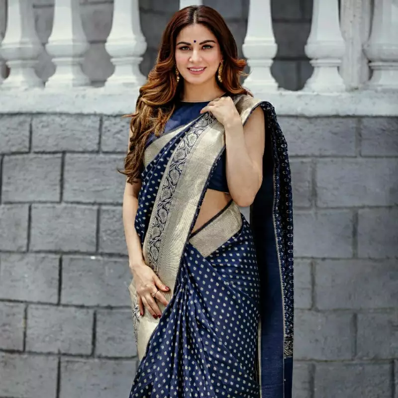 Shraddha Arya Designer Navy Blue Party Wear Silk Saree