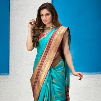 Shraddha Arya Designer Firozi Party Wear Silk Saree 1