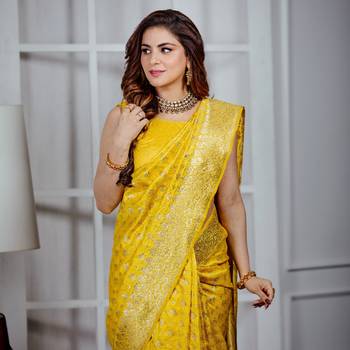 Shraddha Arya Designer Yellow Party Art Silk Saree 1