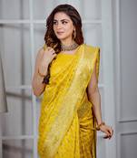 Shraddha Arya Designer Yellow Party Art Silk Saree
