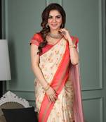 Shraddha arya Cream woven silk blend saree with blouse
