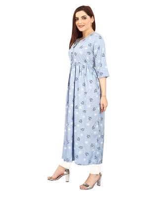  Light-blue printed rayon long-kurtis 3