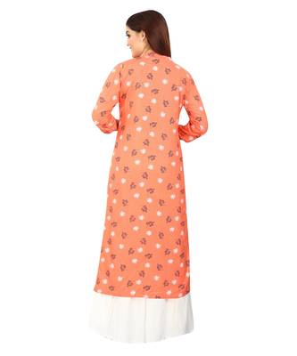  Peach printed rayon long-kurtis 2
