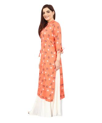  Peach printed rayon long-kurtis 3