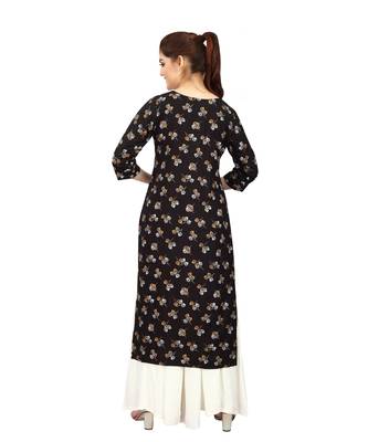Black printed rayon long-kurtis 2