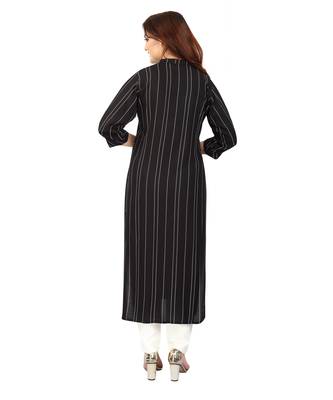 Black printed rayon long-kurtis 2