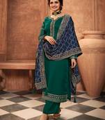 Rama Jari Embroidery Work Georgette Semi Stitched Suits Designer Churidar salwar