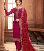 Pink Jari Embroidery Work Georgette Semi Stitched Suits Designer Churidar salwar