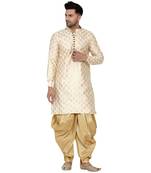Beige printed banarasi dhoti-kurta