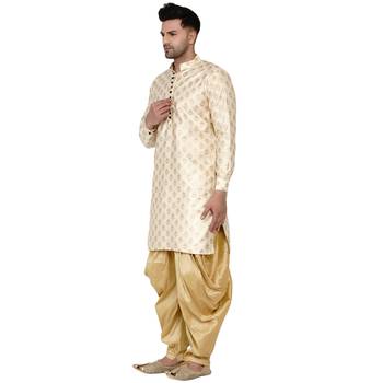 Beige printed banarasi dhoti-kurta 3