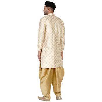 Beige printed banarasi dhoti-kurta 4