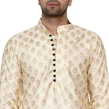 Beige printed banarasi dhoti-kurta 5