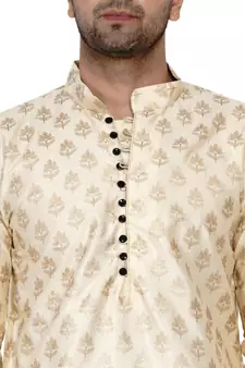 Beige printed banarasi dhoti-kurta