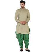 Beige plain rayon dhoti-kurta