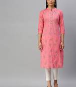 Pink Printed Cotton Cotton-Kurtis