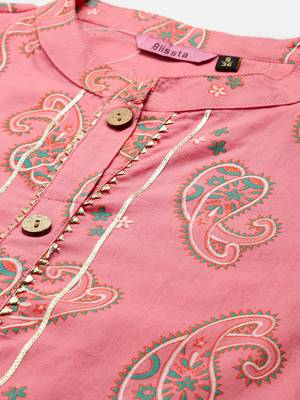 Pink Printed Cotton Cotton-Kurtis 5