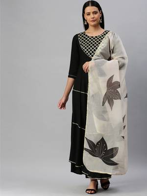 Black Plain Rayon Ethnic-Kurtis 3
