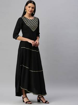 Black Plain Rayon Ethnic-Kurtis 5