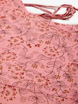 Peach Printed Rayon Ethnic-Kurtis 5
