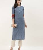 Blue & White Striped Straight Kurta