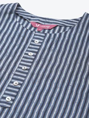 Blue & White Striped Straight Kurta 5