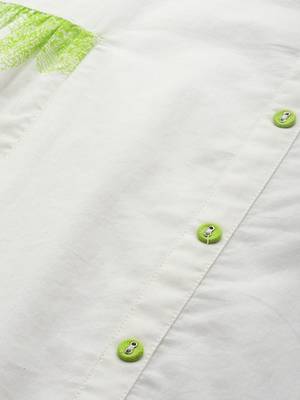 White & Lime Green Floral Printed Kurta 5