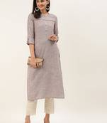 Red & Turquoise Blue Cotton Striped Straight Kurta