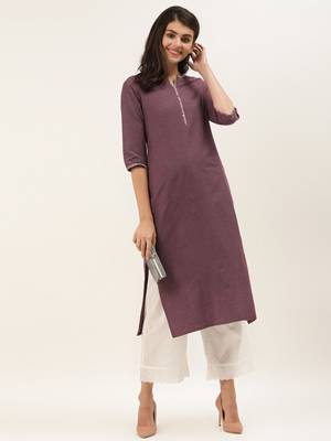 Maroon & White Handwork Checked Straight Kurta 1