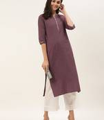 Maroon & White Handwork Checked Straight Kurta