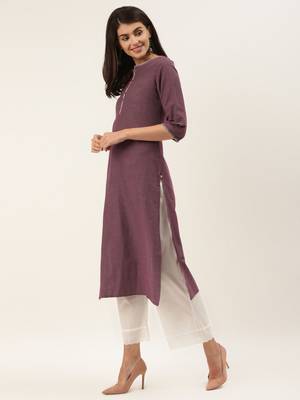 Maroon & White Handwork Checked Straight Kurta 2